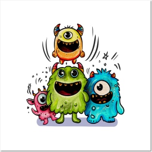 Funny Monsters Family Posters and Art